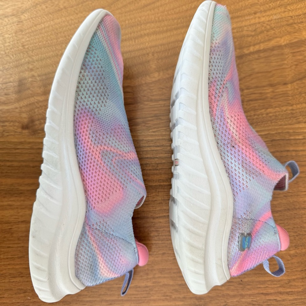 Skechers Pink and Blue Knit Mesh Slip-On Sneakers. Size Kid’s 1 - Picture 7 of 10